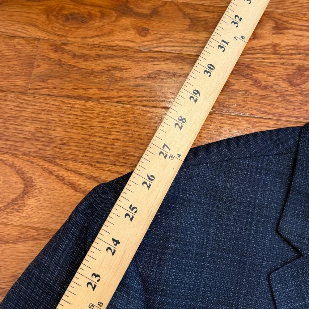 New Jos. A. Bank Signature Blazer Sport Coat Mens 46R Navy Blue Plaid Silk Wool
